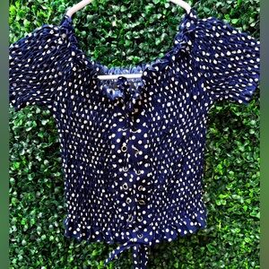 Elegant Navy Polka Dot Blouse